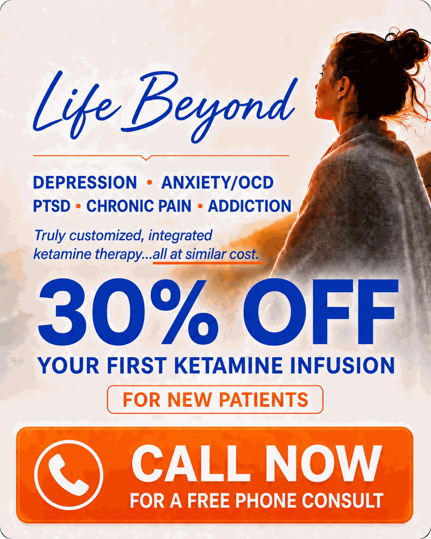 30% off your first ketamine infusion for new patients - call NeuroRelief Ketamine for a free phone consult